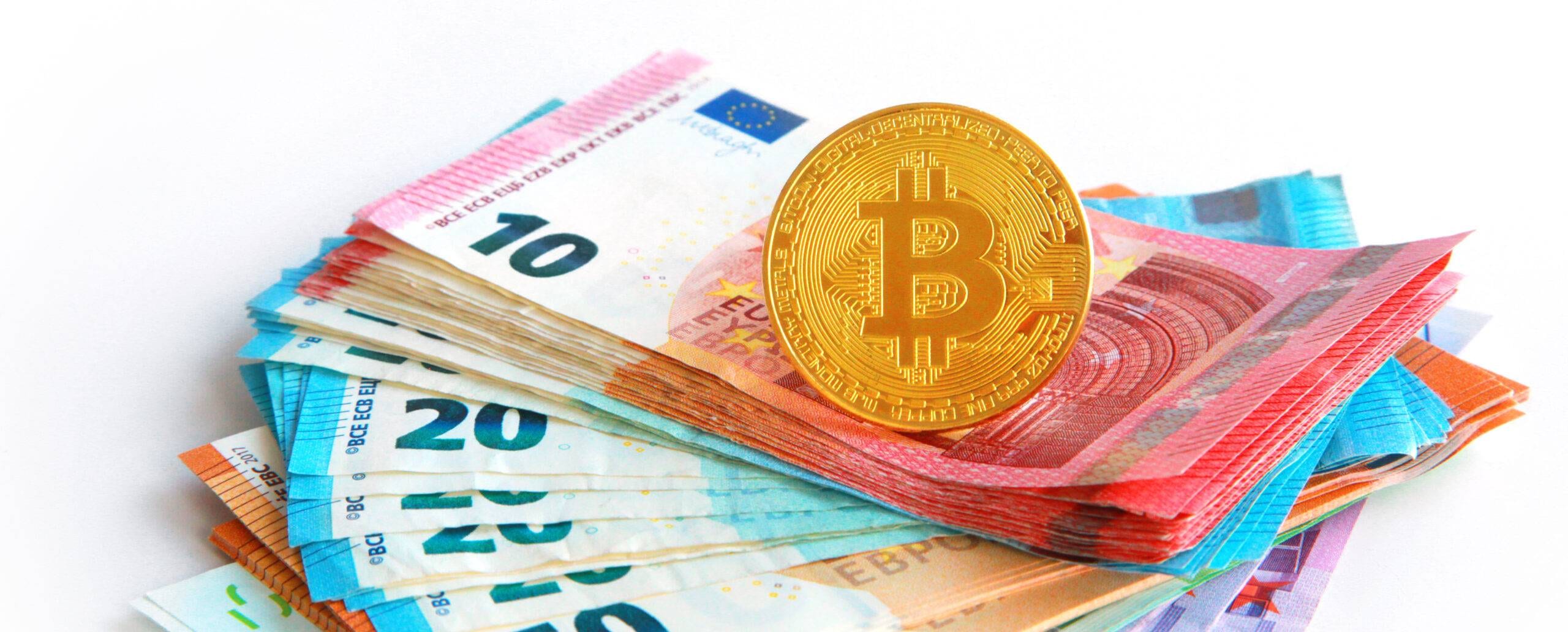 Physical bitcoin. Virtual crypto currency coin. Blockchain technology.